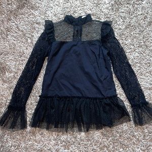 JUSTFAB black lace long sleeve blouse